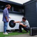 Dwóch mężczyzn rozmawia, jak efektywnie wykorzystać nowoczesne systemy grzewcze